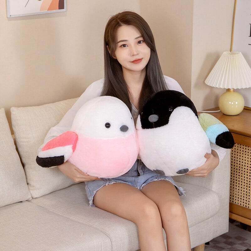 Colorful and Cuddly Puffy Bird Plush Toys