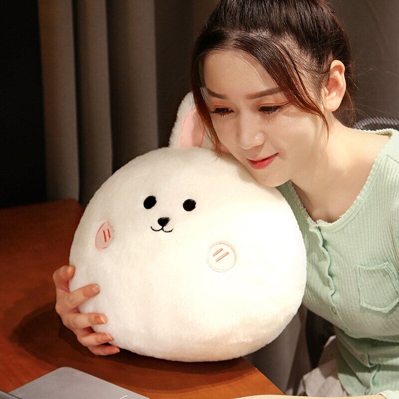 Adorable Round Plushie Collection: Cat, Bunny, and Fox Pillows