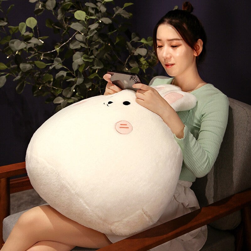 Adorable Round Plushie Collection: Cat, Bunny, and Fox Pillows