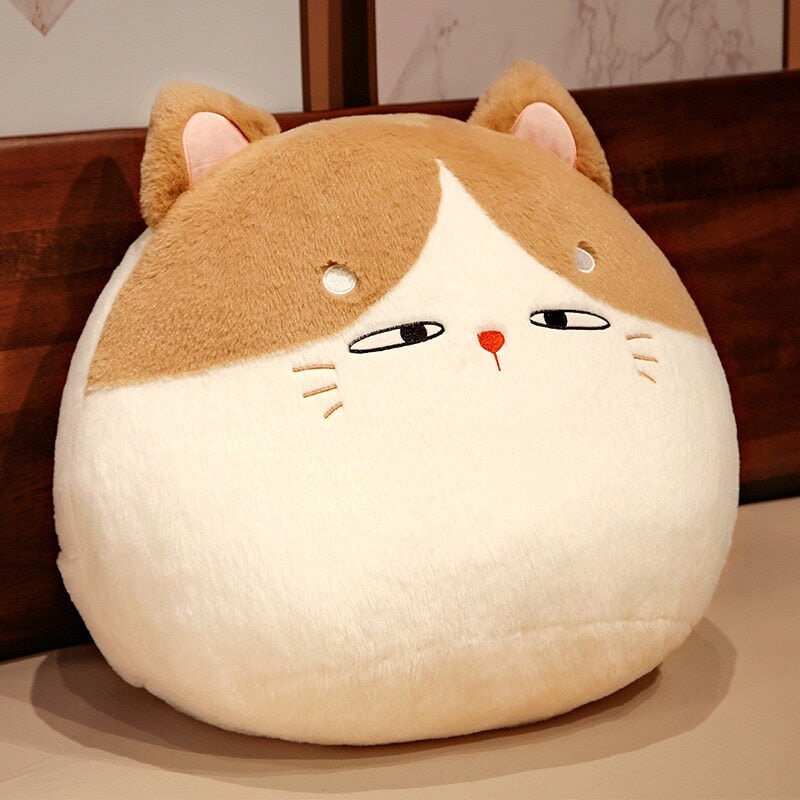 Adorable Round Plushie Collection: Cat, Bunny, and Fox Pillows