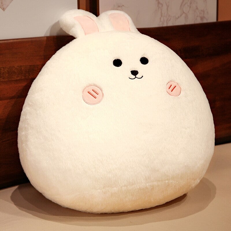 Adorable Round Plushie Collection: Cat, Bunny, and Fox Pillows