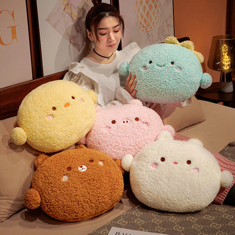 Cozy Round Fluffy Animal Plush Pillow Collection
