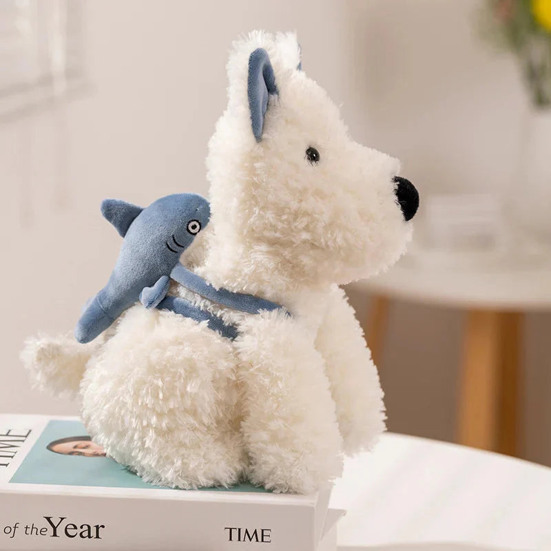 Adorable Schnauzer Plush Toy with Shark Bag Design