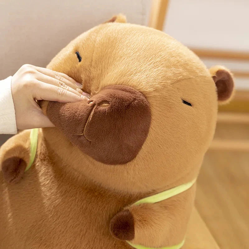 Adorable Sleepy Capybara Plushie with Mahjong Backpack