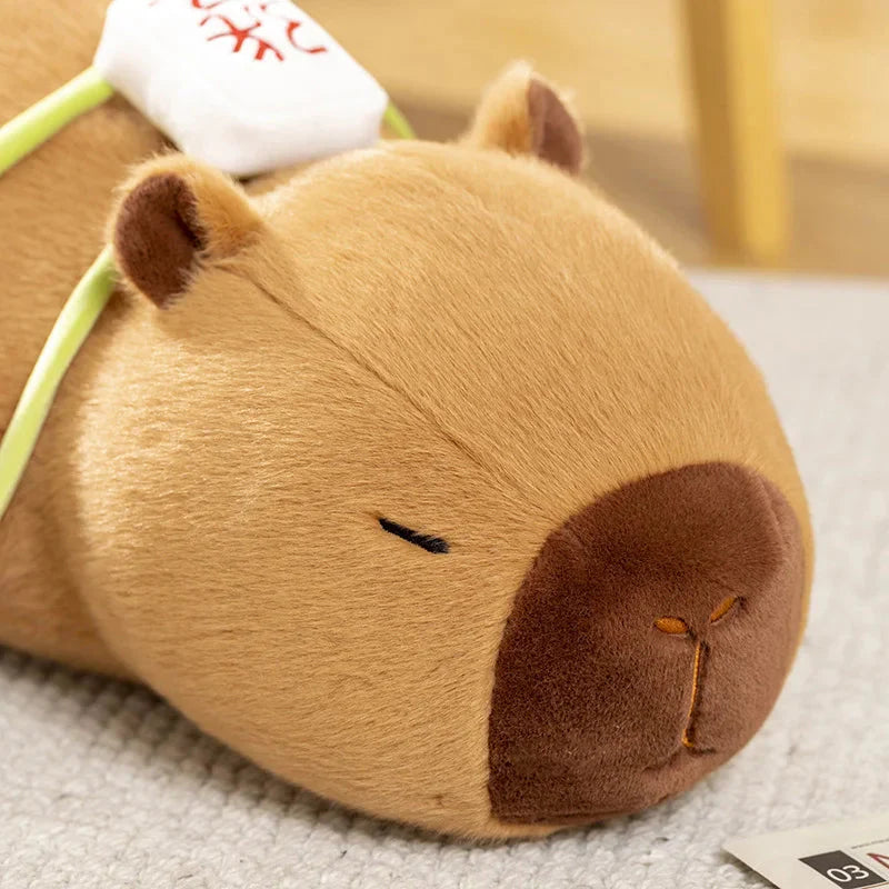 Adorable Sleepy Capybara Plushie with Mahjong Backpack