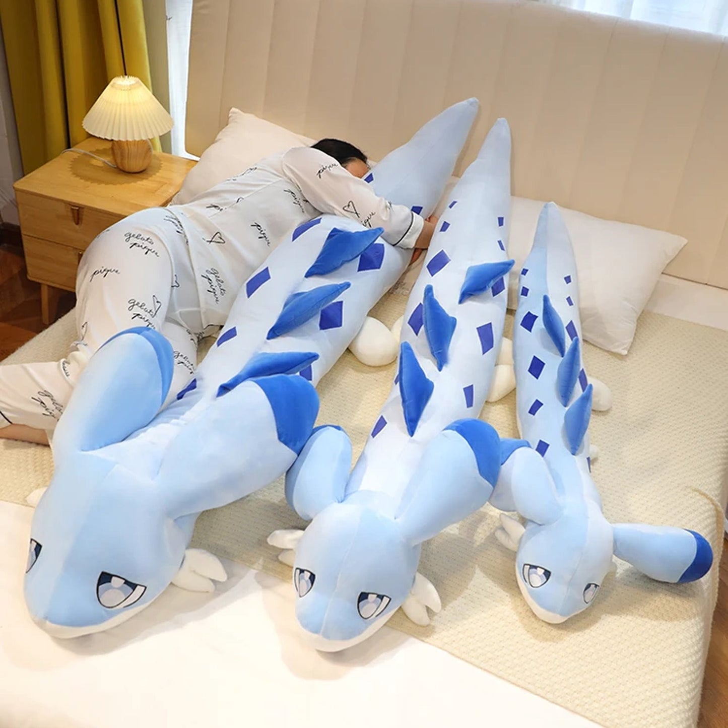 Charming Sofi the Long Kawaii Baby Blue Hybrid Dragon Plush Toy