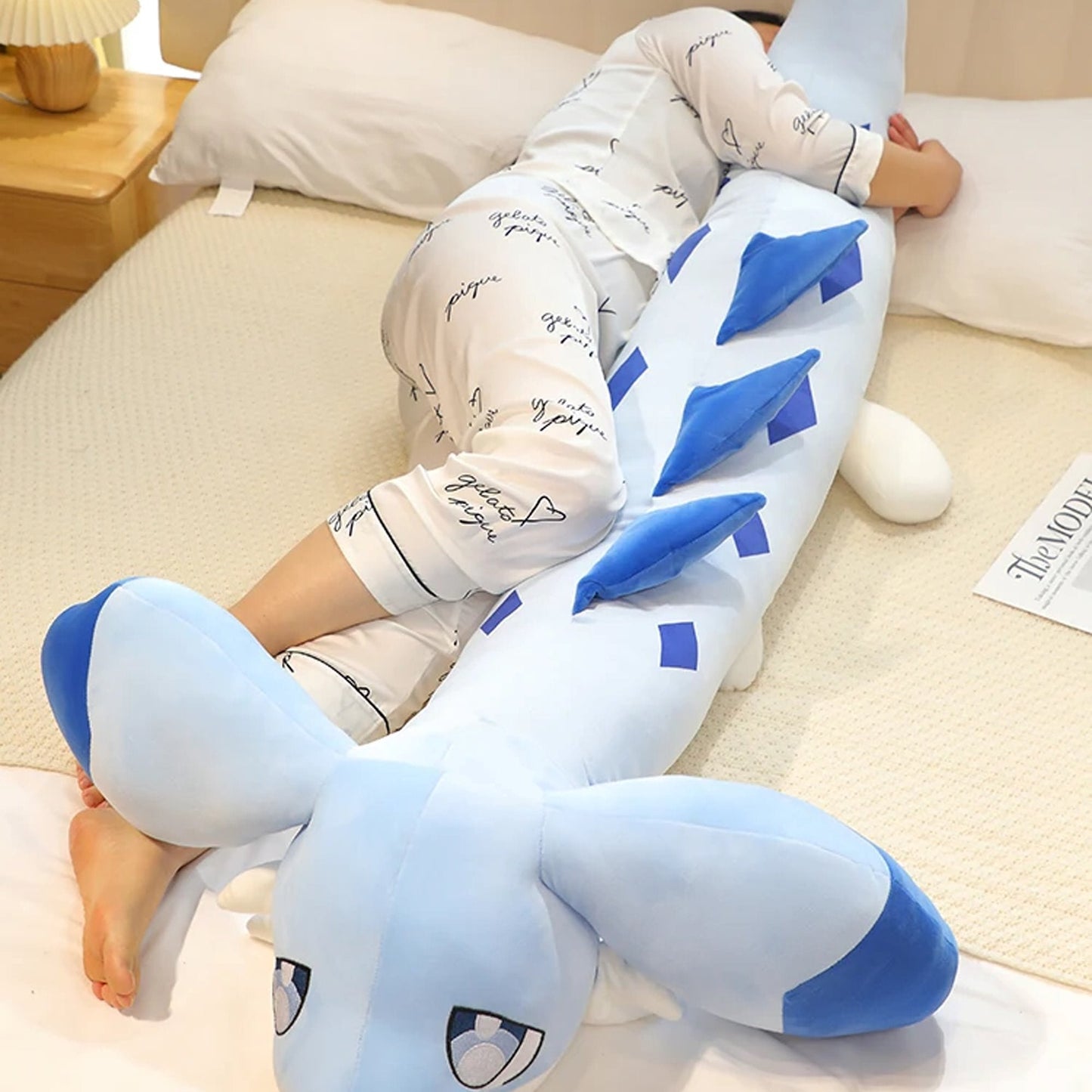 Charming Sofi the Long Kawaii Baby Blue Hybrid Dragon Plush Toy