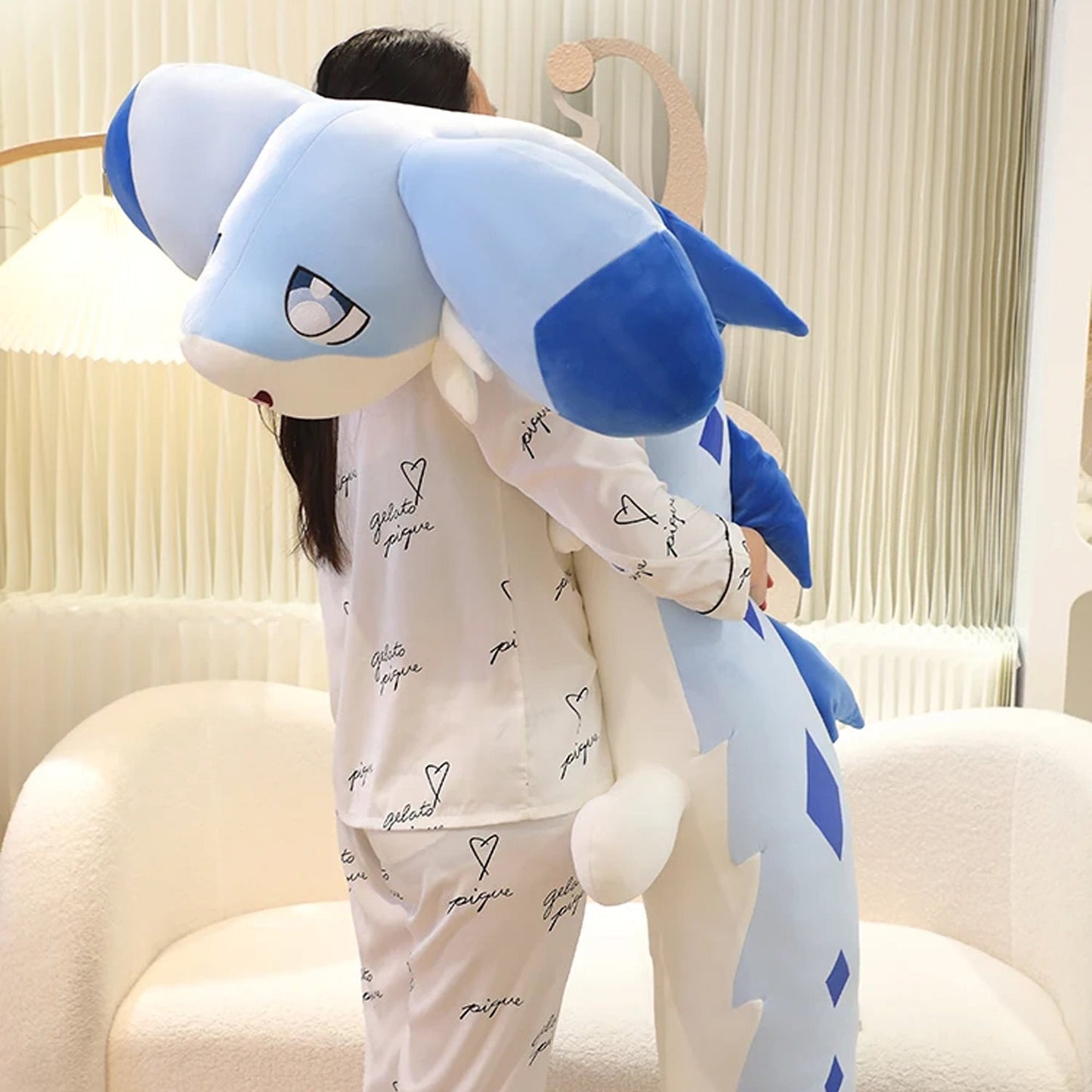 Charming Sofi the Long Kawaii Baby Blue Hybrid Dragon Plush Toy