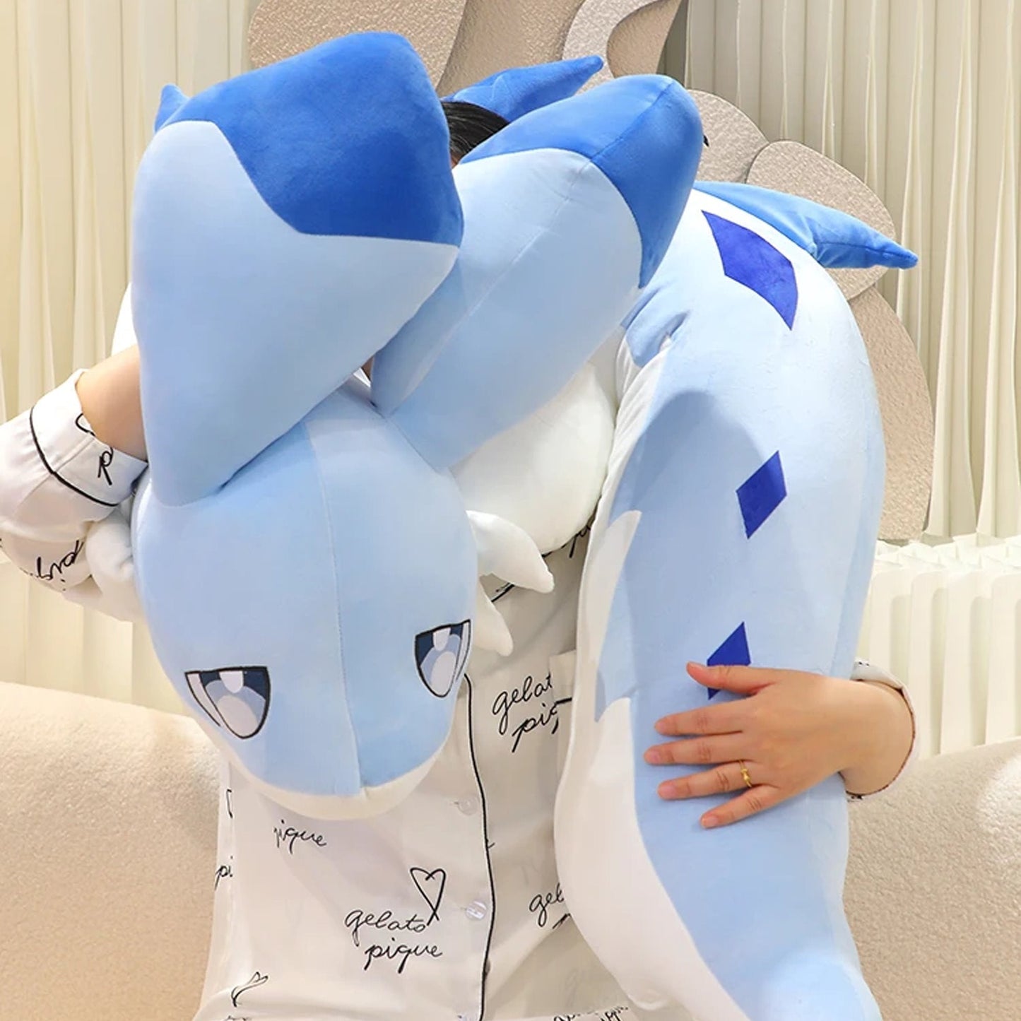 Charming Sofi the Long Kawaii Baby Blue Hybrid Dragon Plush Toy