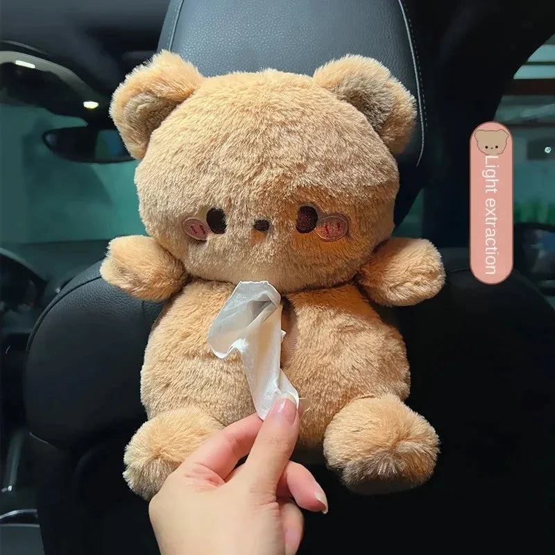 Adorable Plush Tissue Box Cover Featuring Soft Bear and Bunny Designs