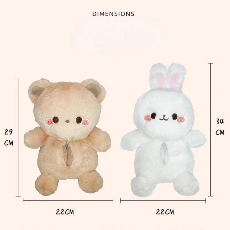 Adorable Plush Tissue Box Cover Featuring Soft Bear and Bunny Designs