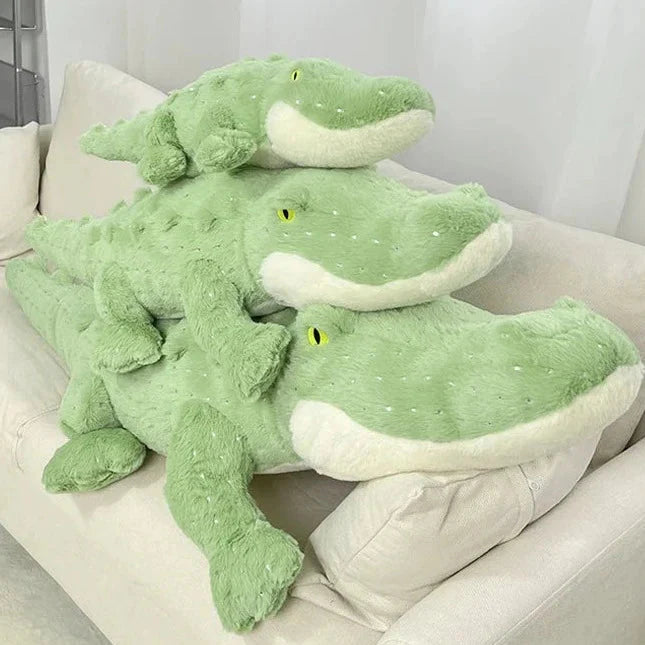Adorable Plush Crocodile Toy in Soft, Fluffy Green