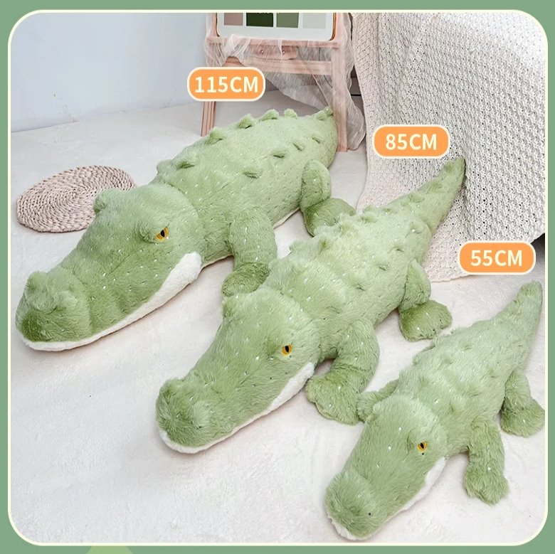 Adorable Plush Crocodile Toy in Soft, Fluffy Green