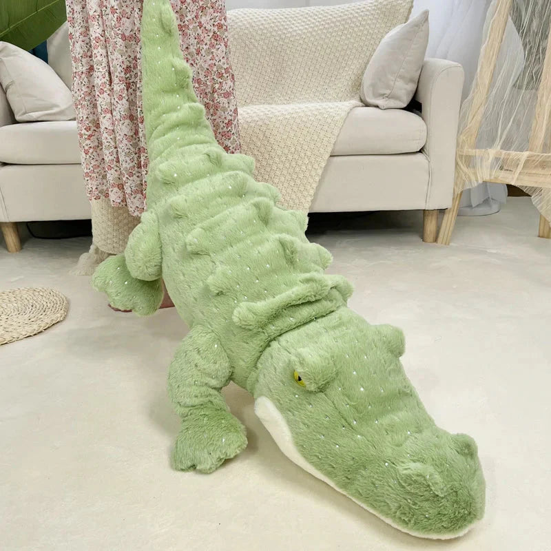 Adorable Plush Crocodile Toy in Soft, Fluffy Green