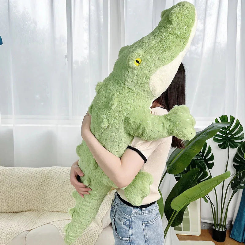 Adorable Plush Crocodile Toy in Soft, Fluffy Green