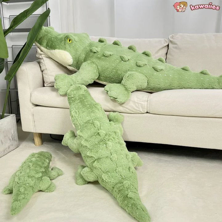 Adorable Plush Crocodile Toy in Soft, Fluffy Green