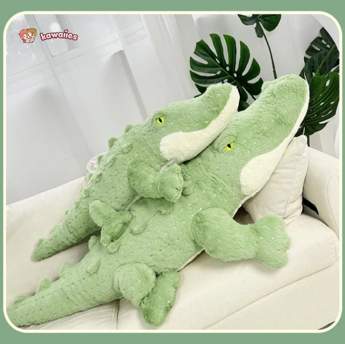 Adorable Plush Crocodile Toy in Soft, Fluffy Green