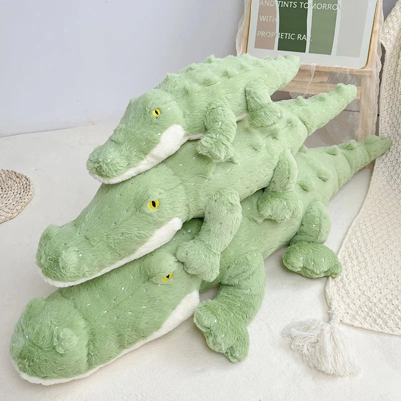 Adorable Plush Crocodile Toy in Soft, Fluffy Green