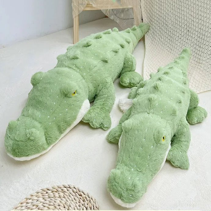 Adorable Plush Crocodile Toy in Soft, Fluffy Green
