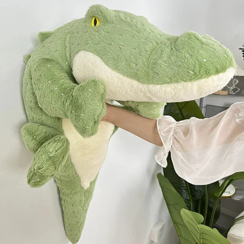 Adorable Plush Crocodile Toy in Soft, Fluffy Green