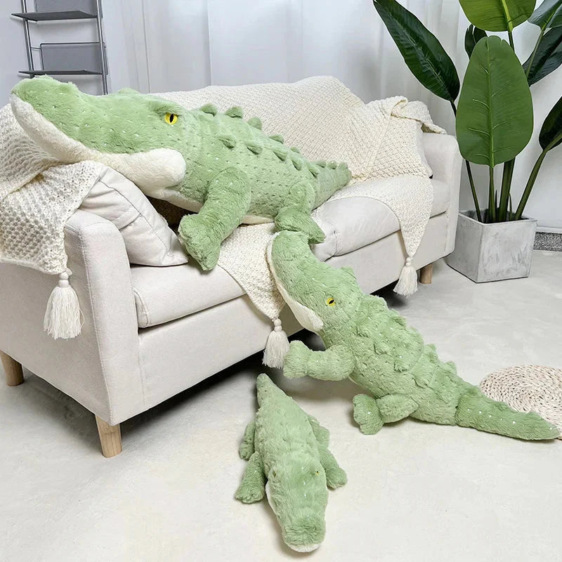 Adorable Plush Crocodile Toy in Soft, Fluffy Green
