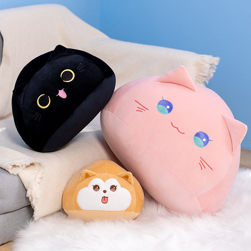 Adorable Soft Pebble Plushies: Diverse Collection of Cats and Dogs