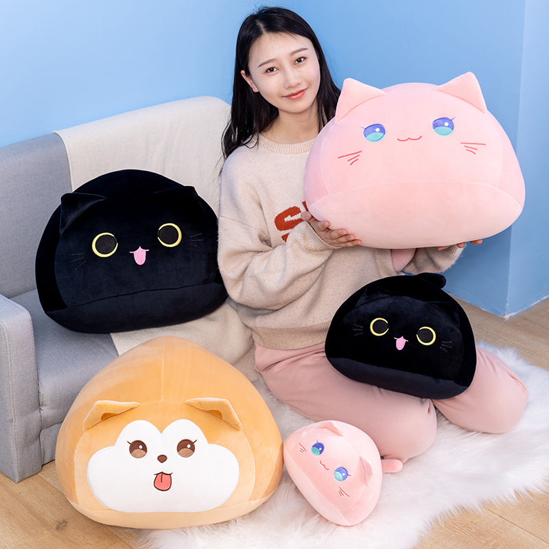 Adorable Soft Pebble Plushies: Diverse Collection of Cats and Dogs