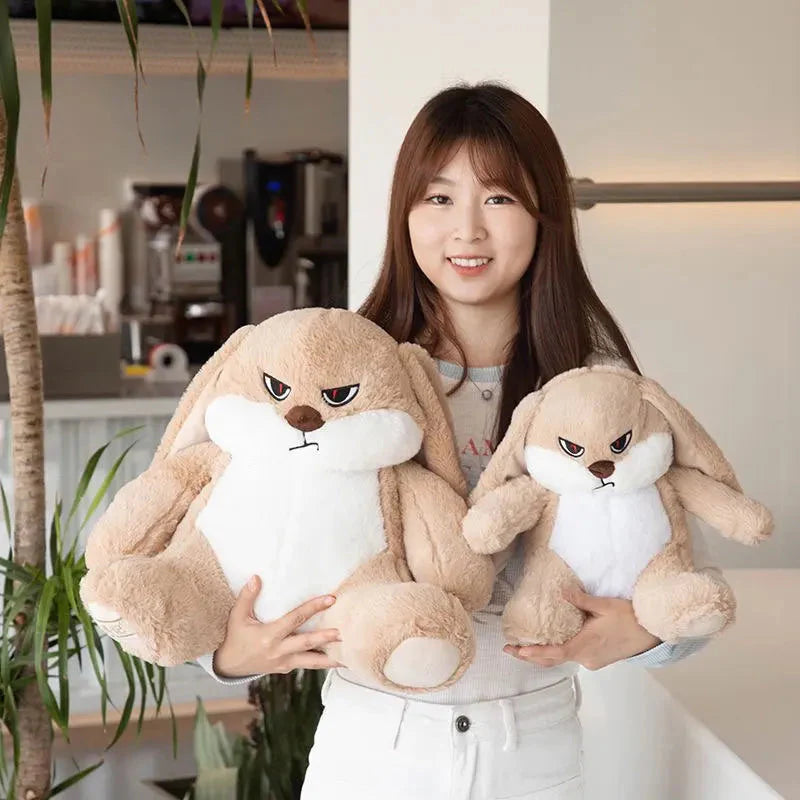 Furious Fluffy Beige Bunny Plush - Spike the Adorable Companion!