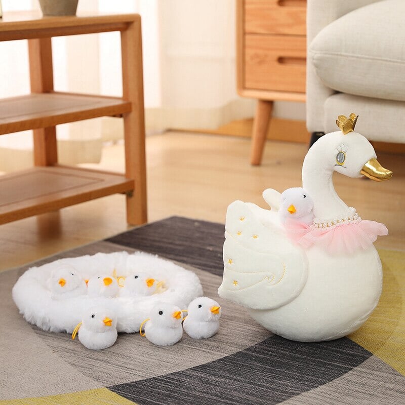 Adorable Swan and Chicken Family Plush Toys