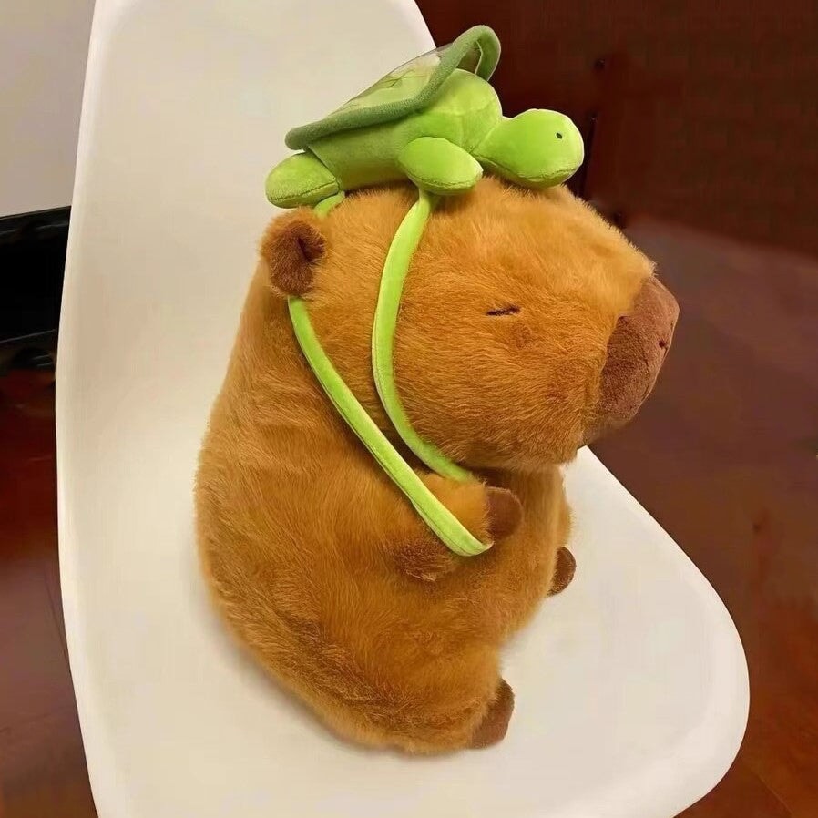 Charming Capybara and Turtle Plush Backpack Buddies