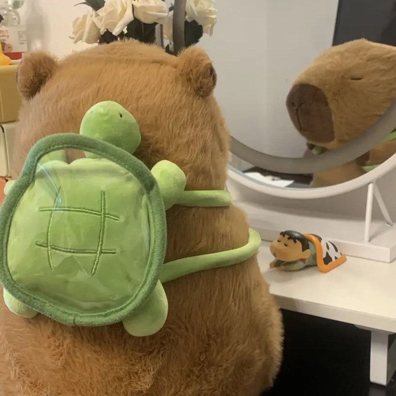 Charming Capybara and Turtle Plush Backpack Buddies
