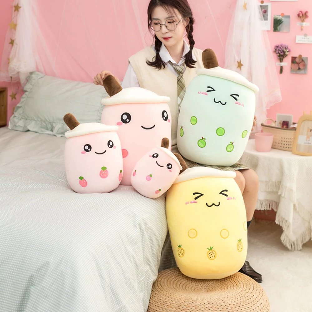 Delightful Bubble Tea-Inspired Fruit Plushies Collection for the Whole Family!