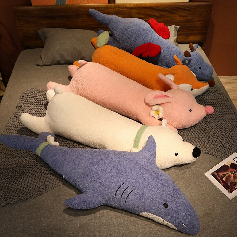 Adorable Fluffy Giants: Dragon, Fox, Bunny, Bear, and Shark Plush Toys!