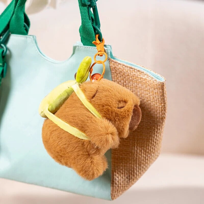 Adorable Kawaii Capybara Plushie with Mini Avocado Backpack