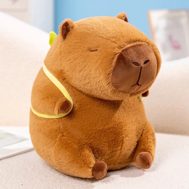 Adorable Kawaii Capybara Plushie with Mini Avocado Backpack