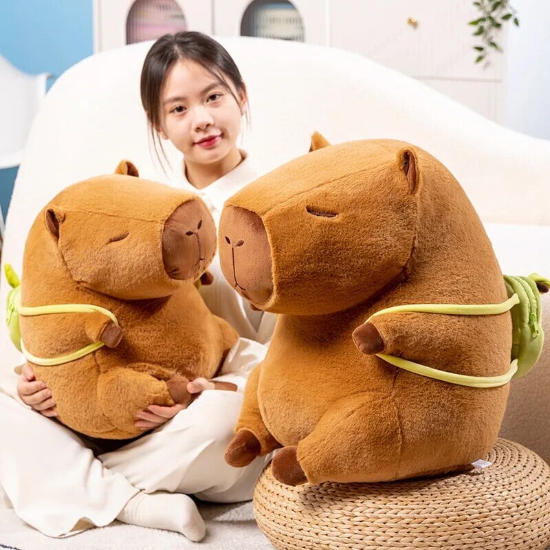 Adorable Kawaii Capybara Plushie with Mini Avocado Backpack