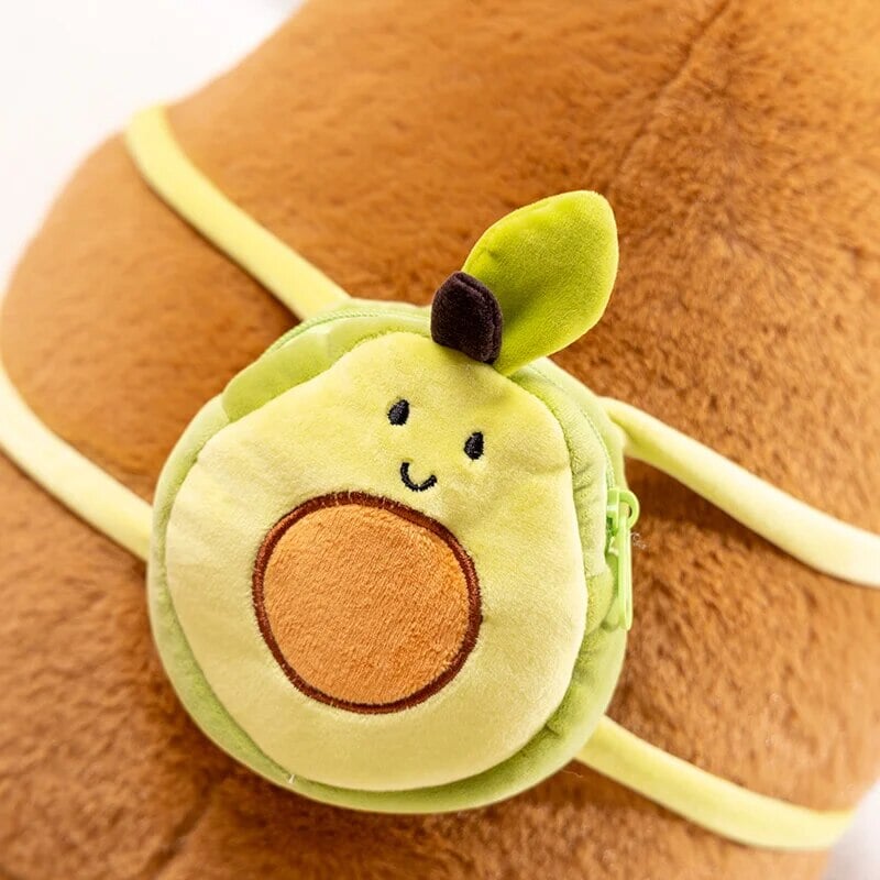 Adorable Kawaii Capybara Plushie with Mini Avocado Backpack