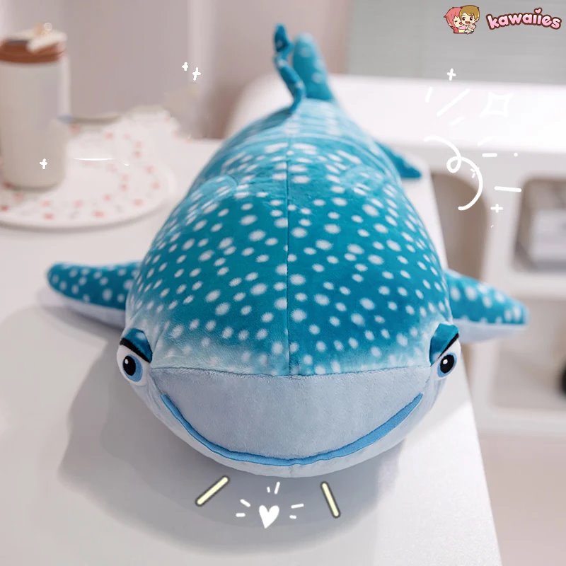 Adorable 75cm Plush White Beluga and Blue Whale Shark Stuffed Animals