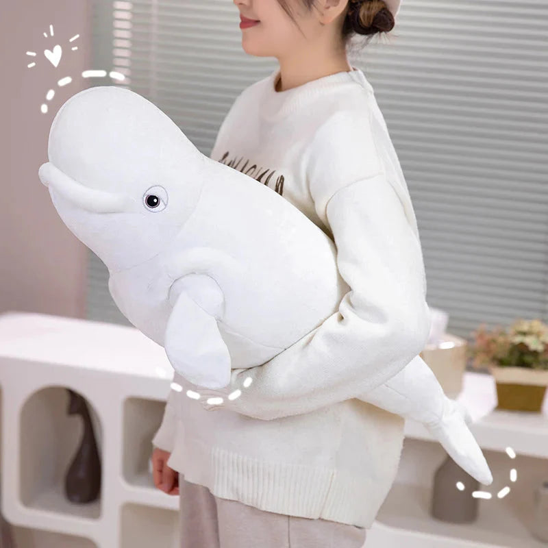 Adorable 75cm White Beluga Blue Whale Shark Plush Toy