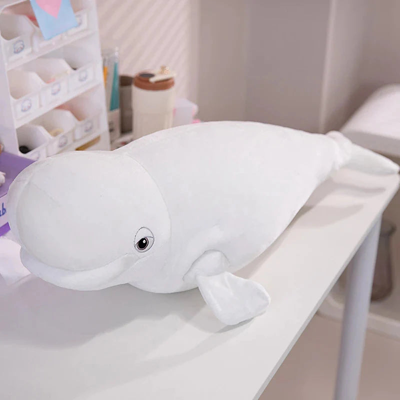 Adorable 75cm Plush White Beluga and Blue Whale Shark Stuffed Animals