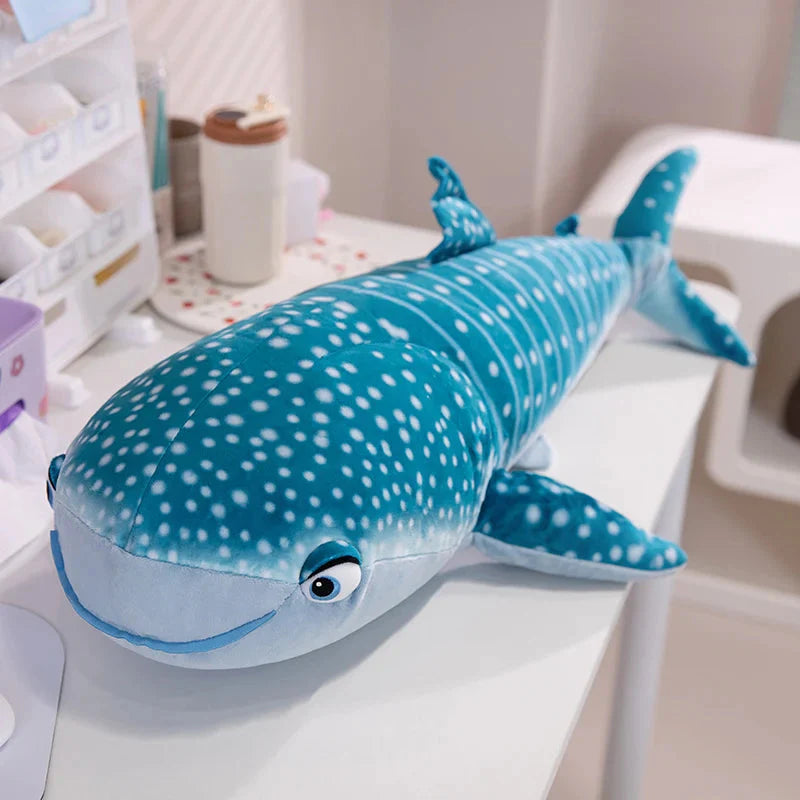 Adorable 75cm Plush White Beluga and Blue Whale Shark Stuffed Animals