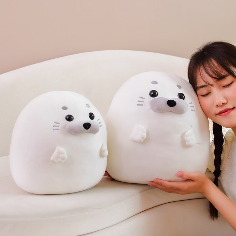 Adorable White and Blue Baby Seal Plush Toys