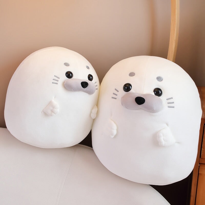 Adorable White and Blue Baby Seal Plush Toys