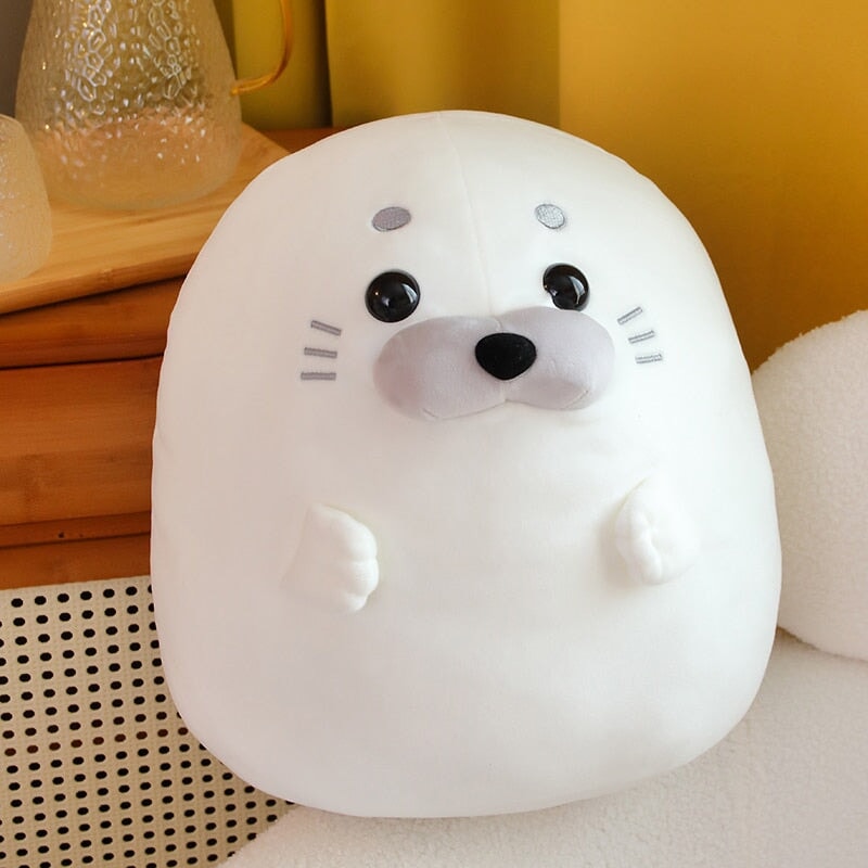 Adorable White and Blue Baby Seal Plush Toys