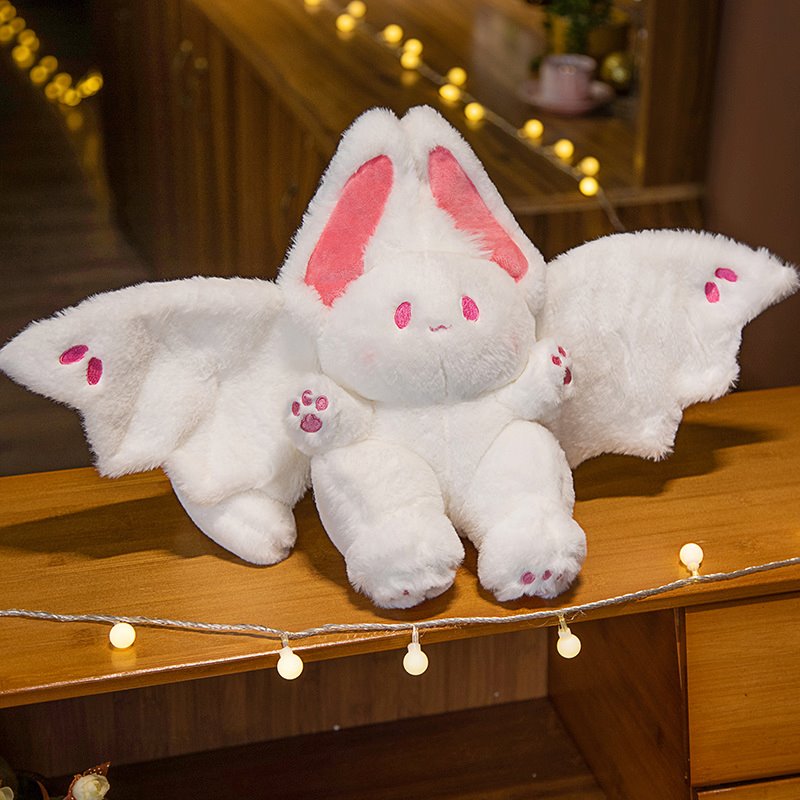 Adorable White Kawaii Fluffy Bat Plush Toy