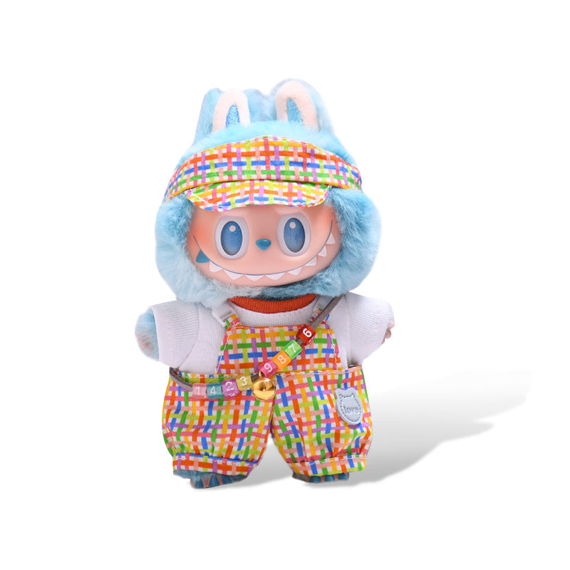 POP MART The Monsters Labubu Fashion Dress - Colorful overalls + top + hat + necklace
