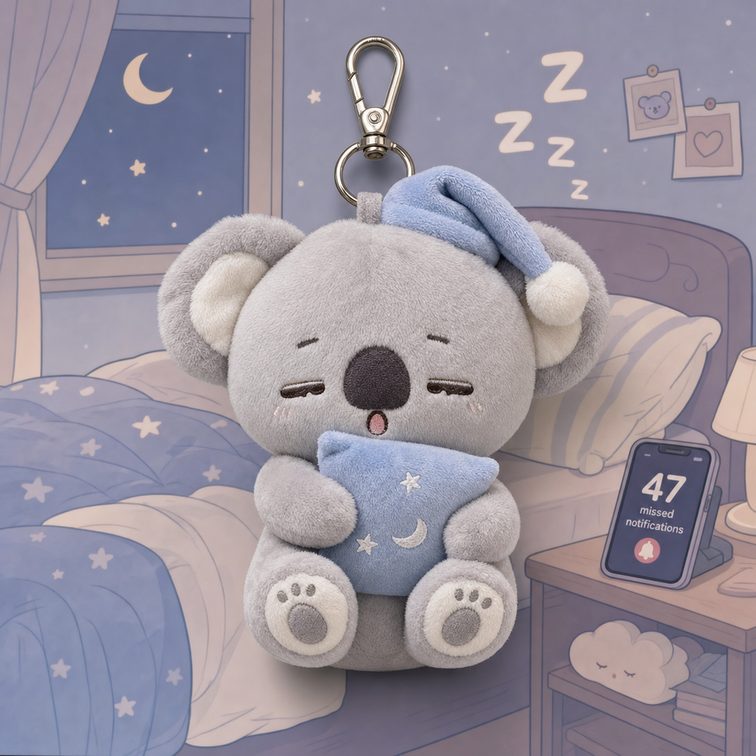 The Horizontal Legend koala plush keychain charm
