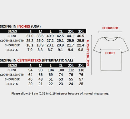 T-shirt size chart