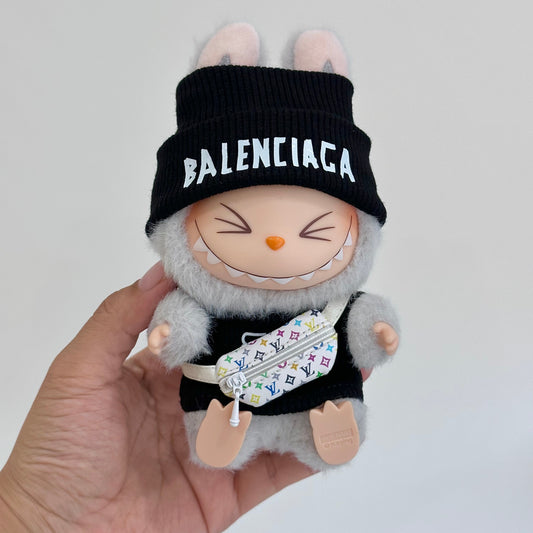 POP MART The Monsters Labubu Fashion Dress - Balenciaga Style Black Top+ LV Style Bag+Hat (Pre-order 1-2 weeks arrive)