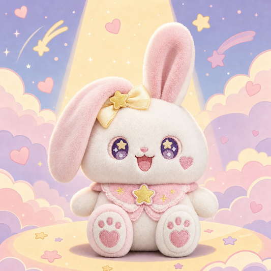 The Delulu Optimist bunny plush, 30 cm version
